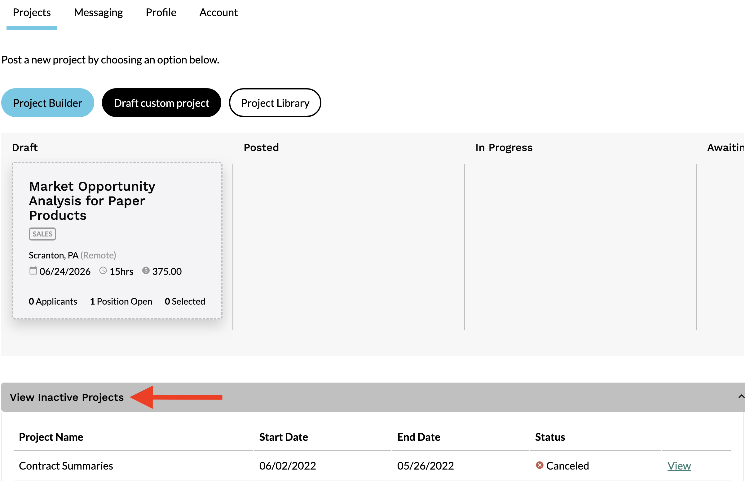 Employer_Dashboard - Inactive_Projects