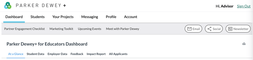 Parker Dewey Plus Advisor Dashboard