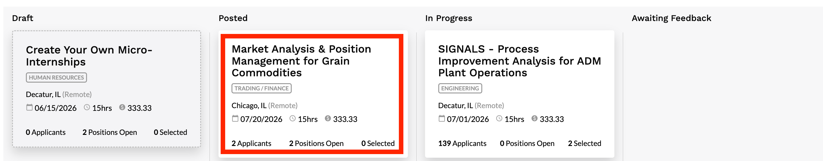 Posted Project_Employer dashboard