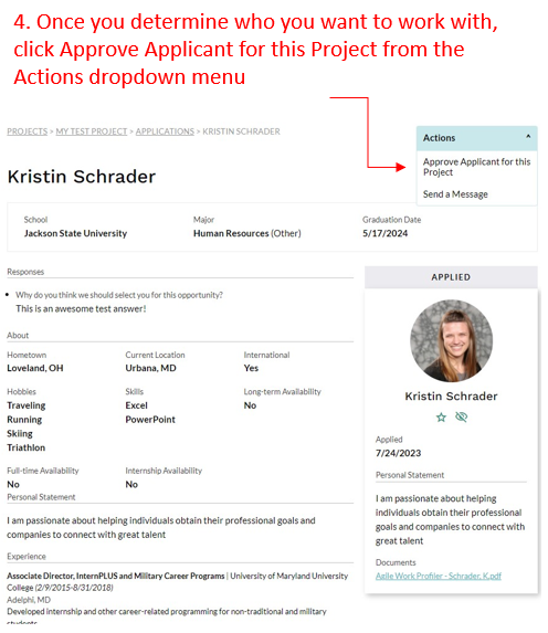 Selecting Applicant Tutorial Screenshot #4