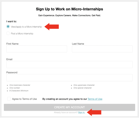 Sign Up Screenshot