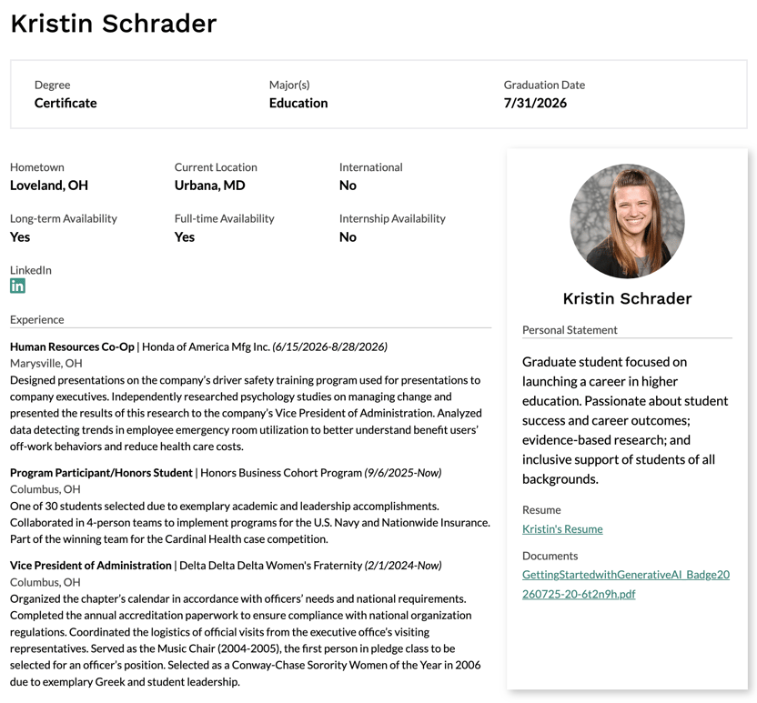 Student Profile